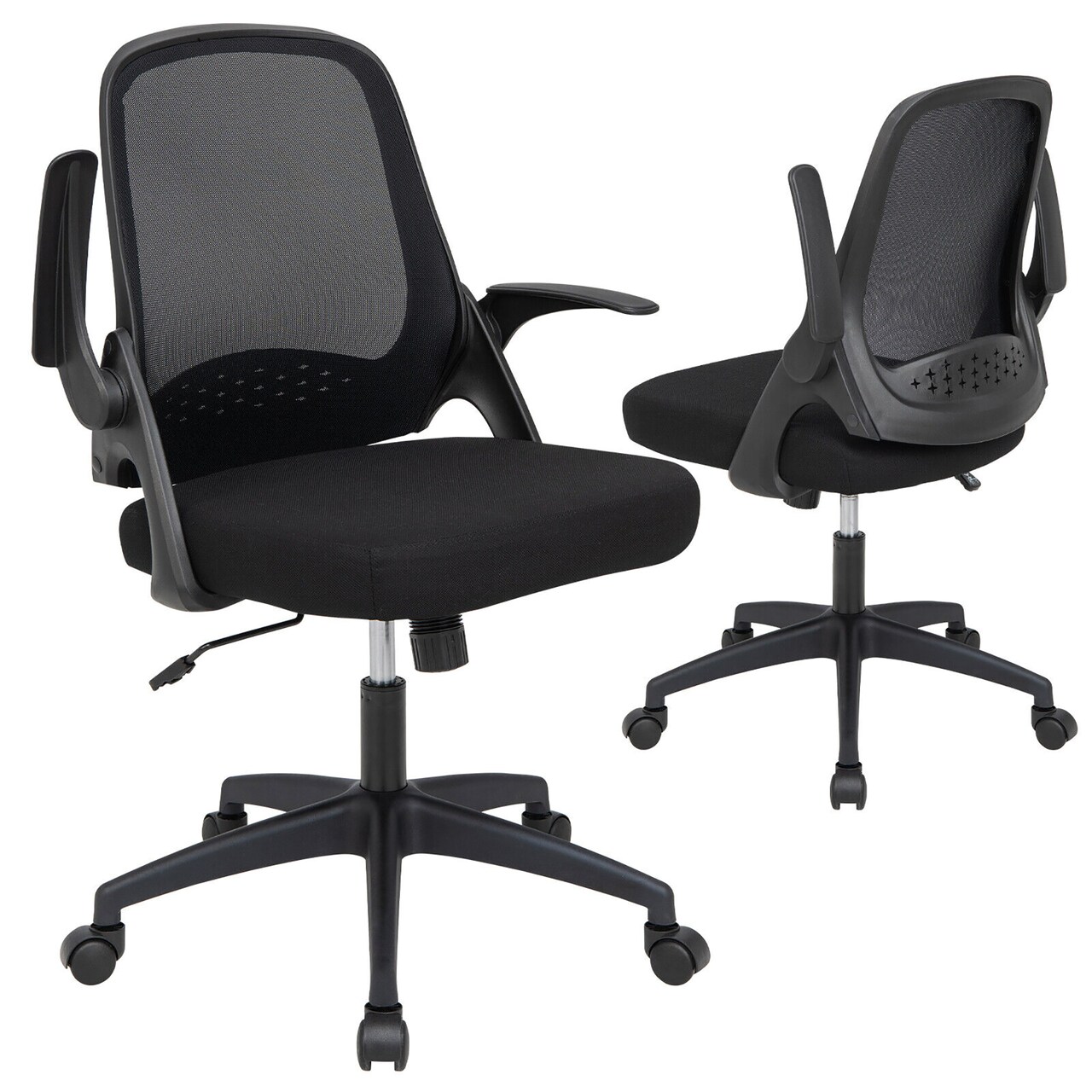 Costway Mesh Office Chair Adjustable Rolling Computer Desk Chair w/Flip-up Armrest White\Black